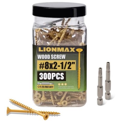 Wood Screws 2-1/2 Inch, Deck Screws #8 x 2-1/2'', 300 PCS, Rust Resistant, Epo...