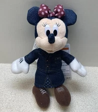 Disneyland Minnie Mouse Plush Doll Key Chain New Denim Tokyo Disneysea Japan F/S