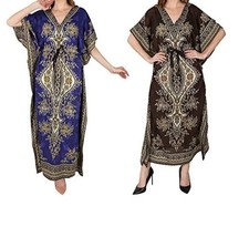 Free Size Women Caftan Top Dress Gown Long Kaftan dress Hippy Boho Maxi Set of 2