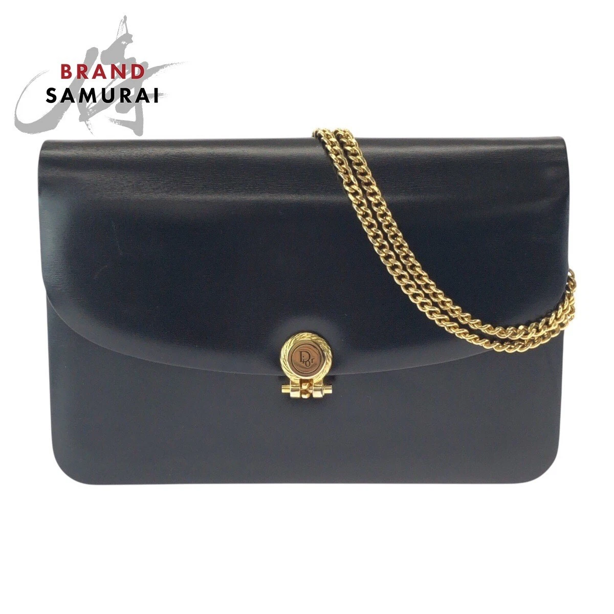 Sac bandoulière Dior vintage noir noir or quincaillerie cuir pochette femme 5
