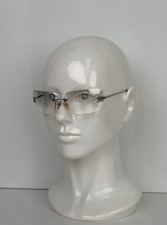 Chanel Vintage Model 4017-D Rimless Sunglasses Gradient Lenses Rhinestone Logo