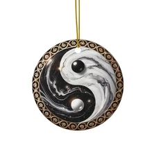 Yin Yang Cosmic Balance Ornament - Printed on Ceramic