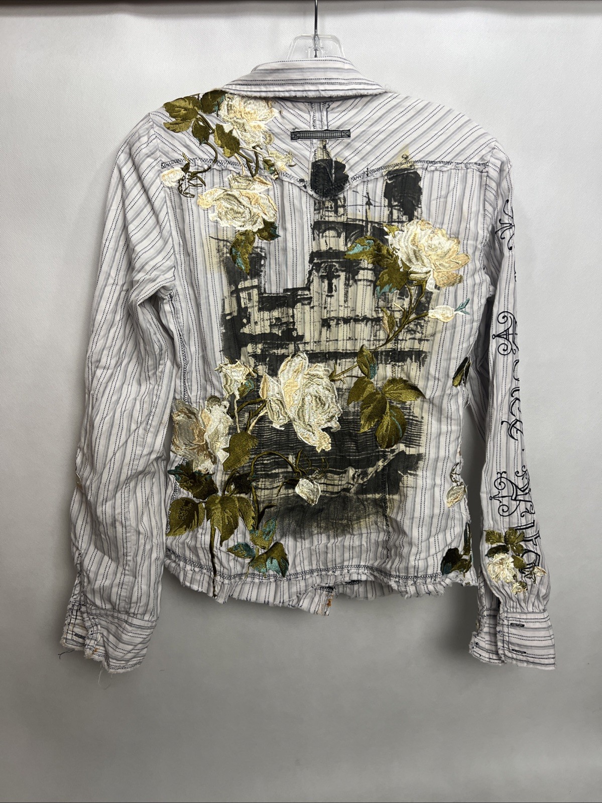 3J Workshop Johnny Was Button Down White Striped … - image 10