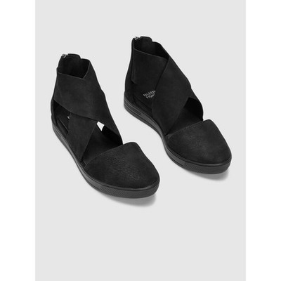 Eileen Fisher Carver Tumbled Nubuck Sneaker Sandals Women's Size 6.5 Black