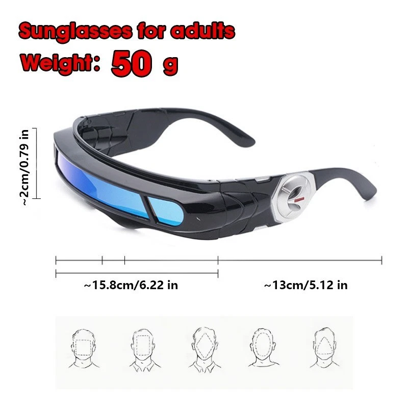 Cyclops Cosplay Glasses for Adult Men Punk Eyeglasses Props Superhero Roleplay C