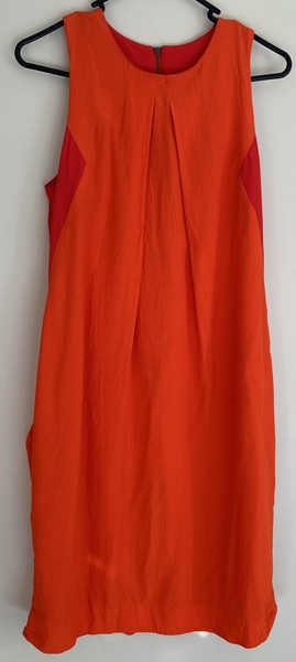 Cue Womens Fit & Flare Dress 10(AU) or Small Orange A-Line Midi Sleeveless #11