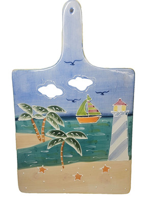 Baum Bros Style EYES Biscayne Bay Collection Decor Ceramic Cutting Board Painted
