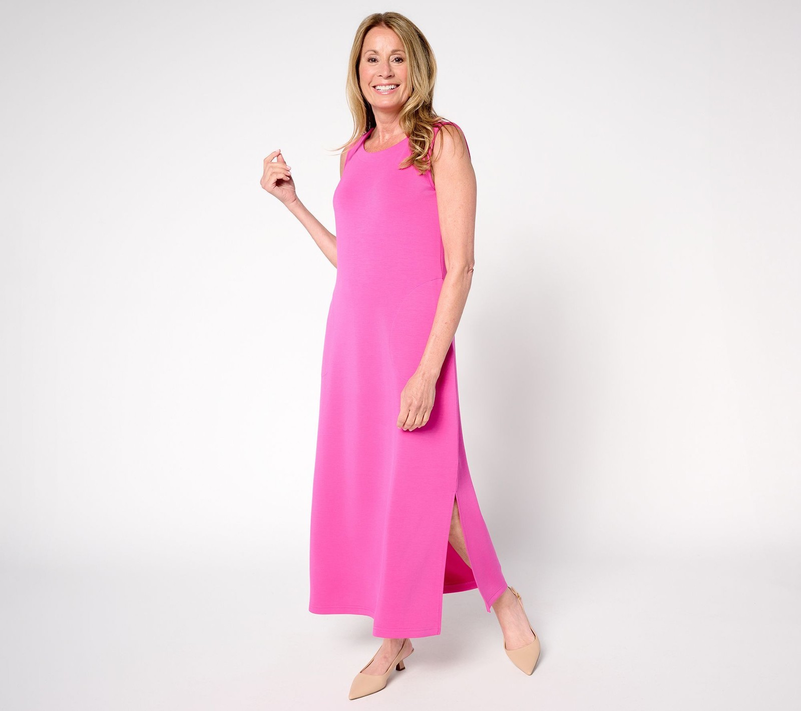 Belle by Kim Gravel Women's Petite Dress PXL ScubaLuxe Bateau Neck Pink A691871