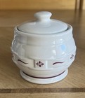 LONGABERGER POTTERY Traditions RED Weave SUGAR BOWL & 4” Coffee MUG Folk XLNT — photo 3