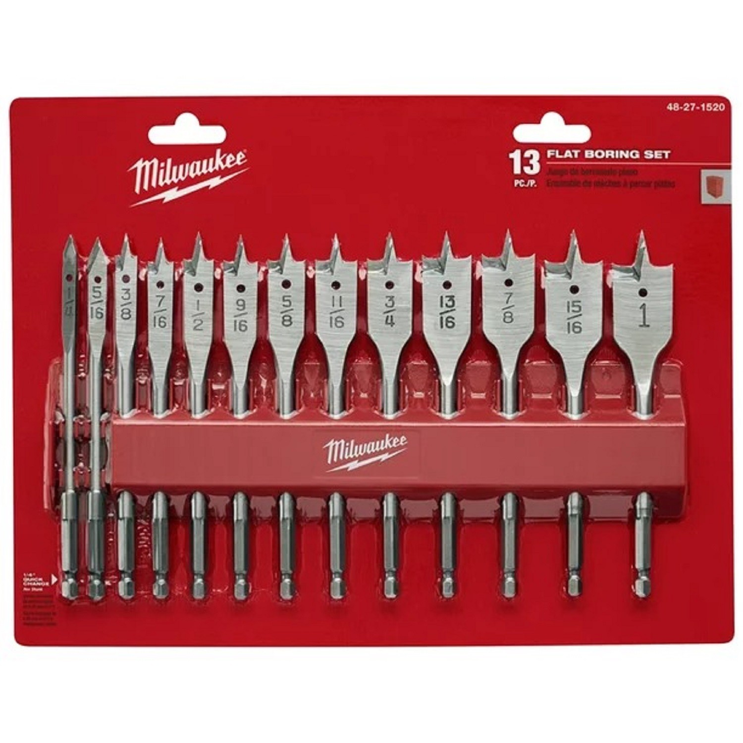 Milwaukee 48-27-1520 Flat Boring Bit Set, Silver (13 Pcs)