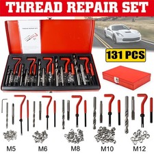 131Pc Thread Repair Kit HSS Drill Helicoil Metric Set Heli Coil M5 M6 M8 M10 M12