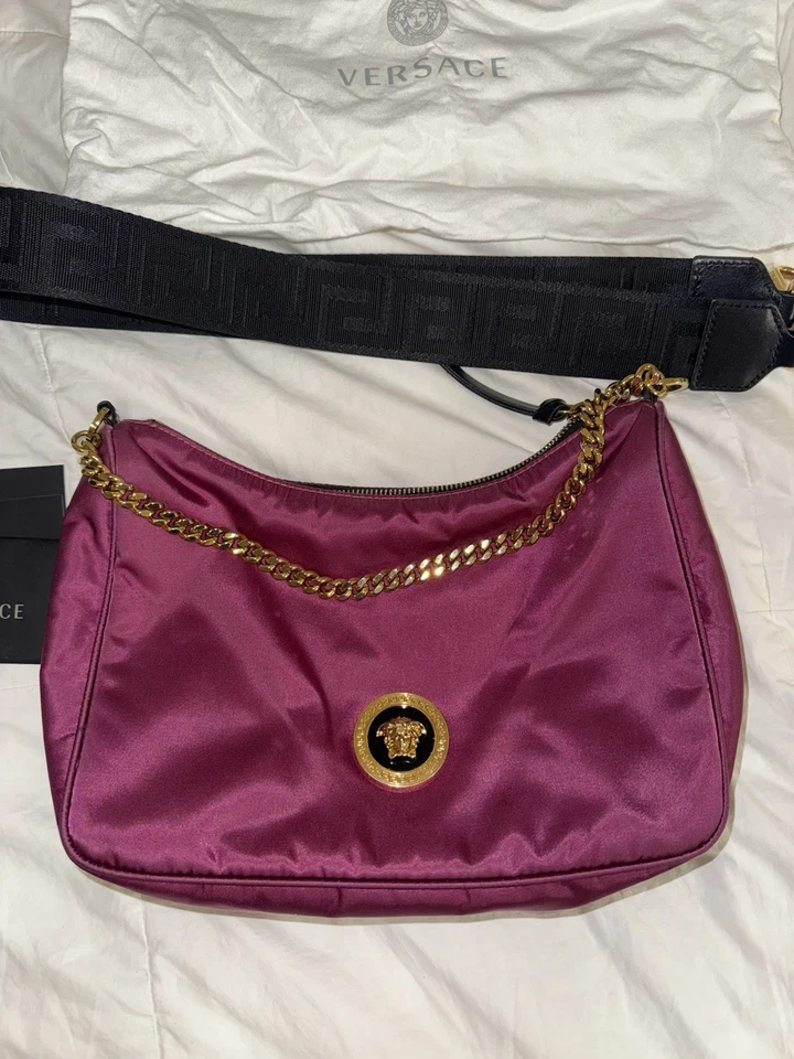 Versace Pequeño Dalia Nylon Tela Medusa Colgante Bandolera Bolso de Hombro Foto 3 de 4