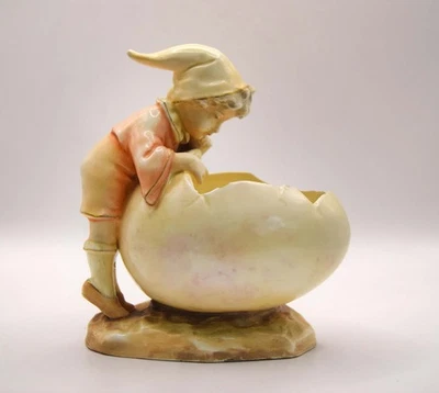 Antique Gebrüder Heubach Boy with Egg Planter - German Bisque Porcelain c. 1900 - Image 1 of 4