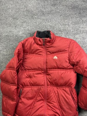 Vintage Nike ACG Goose Down Puffer Jacket Mens Medium Red Puffer Full Zip