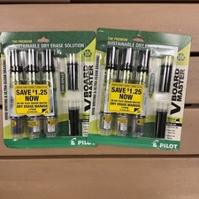 Pilot V Board Master Dry Erase Markers Black Pack of 3 / 2 Refills LOT of 2