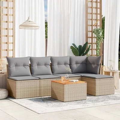 Gartenmöbel Sofa Garnitur Kissen Lounge Gartengarnitur 6-tlg. Poly Rattan vidaXL