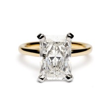 Trotters 18ct yellow gold & platinum 4ct radiant cut lab grown diamond ring