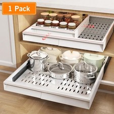 Pull Out Cabinet Organizer Expandable Slide Out Drawers No Drill Heavy Duty