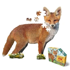 Madd Capp Puzzles Jr. - I AM Lil窶・Fox - 100 Pieces - Animal Shaped Jigsaw Puzzle