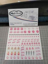 1/64 for hot wheels waterslide decals barbie MADE IN THE USA!