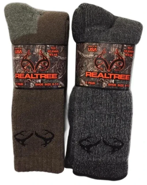 2 PAIR REALTREE MERINO WOOL BOOT WINTER HIKING SOCKS MENS SHOE SIZE 9-13
Opens in a new window or ta