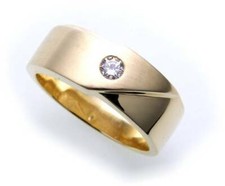 Men's Ring Genuine Gold 585 Zirrkonia Part Matte Solid Yellow Gold Quality