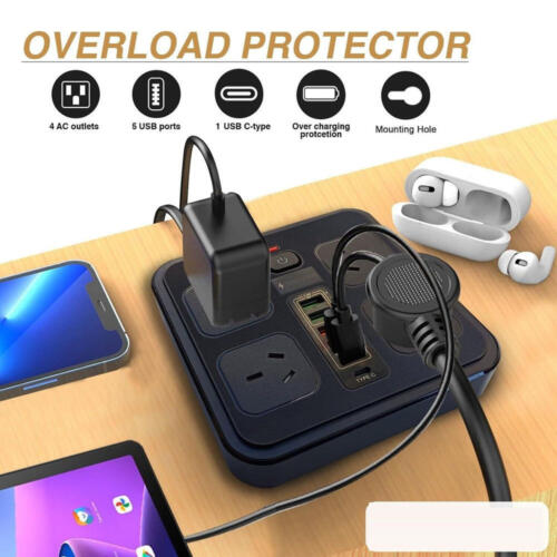 Surge Protector Power Board 4 Outlets USB A C PD Individual Switch Power Strip - Picture 4 of 13