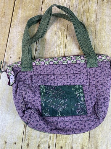 Handmade Purple Green Purse Handbag Zipper Closure One Of A Kind - Picture 4 of 9