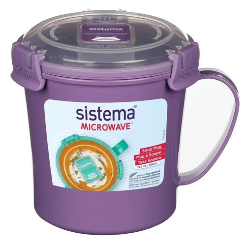 Sistema Microwave Soup Mug Medium 656ml Plastic Fast Stews Hot Drinks Cup Travel - Picture 3 of 4