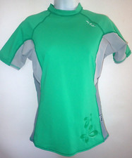 NRS Rash Guard Shirt Womens M Green Short Sleeve 50 UPF Swim Surf UV Protect