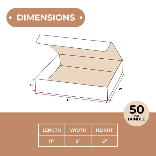 White Corrugated Mailers 11 x 5 x 5" For Mailing/Shipping ECT-32B 50/Case - Picture 3 of 6