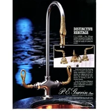 1990 PE Guerin Print Ad Paper Magazine Clipping Bathroom Sink Faucet Design Art