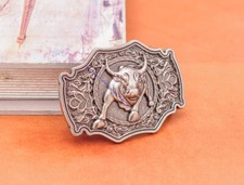 Western Cowboy Rodeo Angry Bull Buck Leather Belt Buckle Jeans Fit 40mm Strap