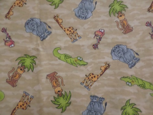 CUTE JUNGLE ANIMAL PRINT Tan Camo Background Cotton Quilt Fabric SBTYX44 - Picture 3 of 6
