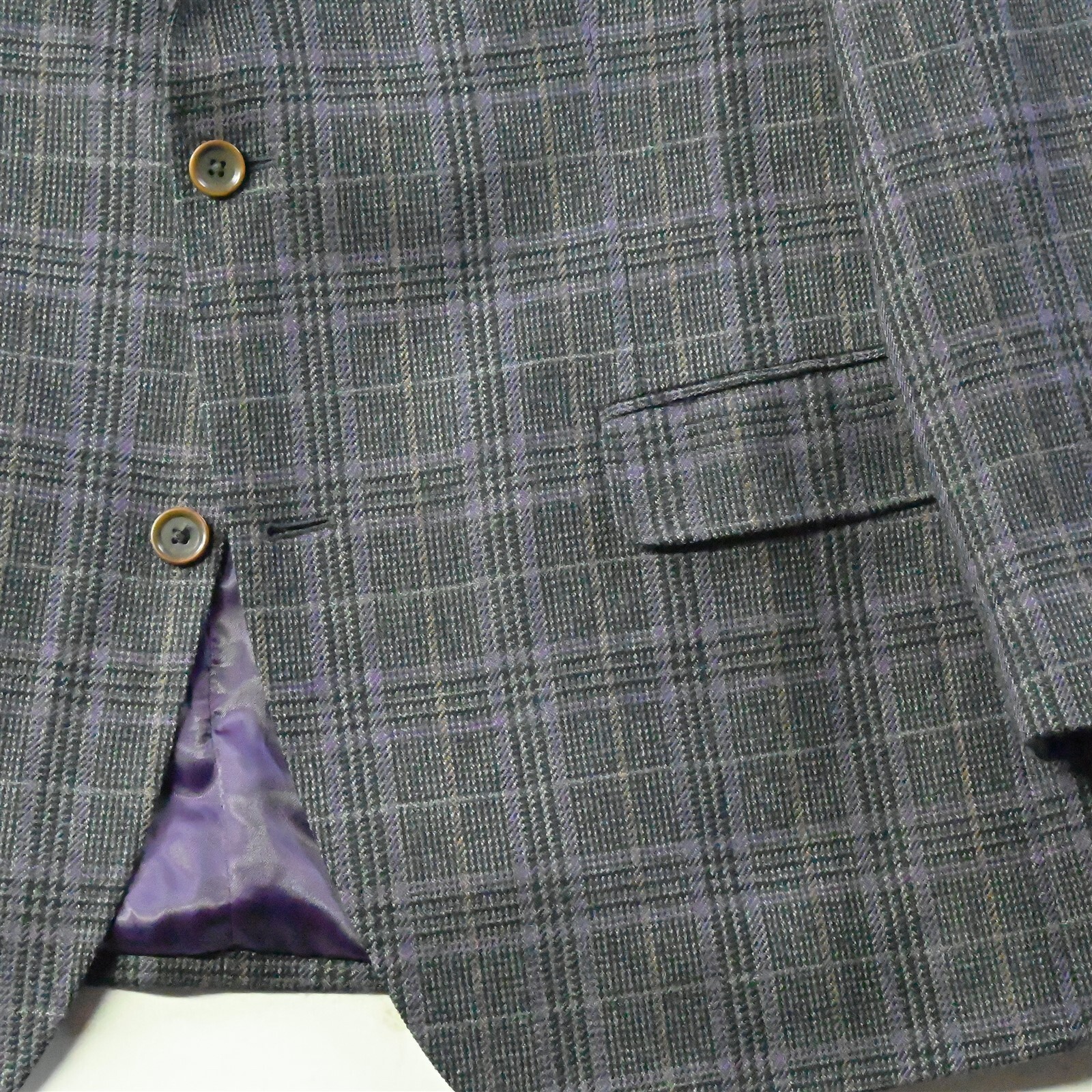 Tallia Uomo 44R Gray Glenn Check Flannel 100% Wool Blazer Sport Coat Suit Jacket