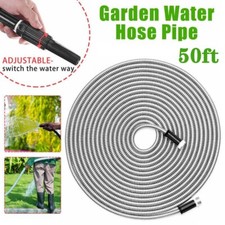 50FT  15Meters  Stainless Steel Garden Hose Pipe Water Pipe Flexible Lightweight