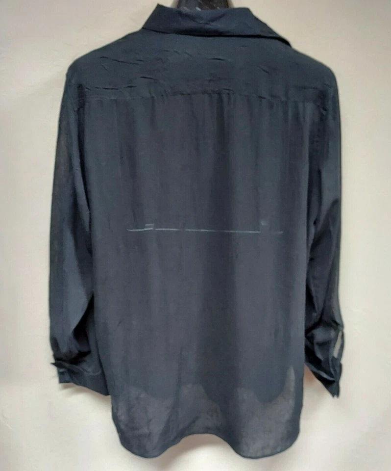 Blusa transparente manga larga abotonada Sisley relajada elegancia hecha en Italia talla 48 Foto 3 de 4