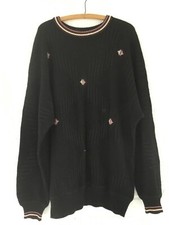 VTG ST. CROIX KNITS CREW NECK SWEATER TEXTURED COTTON VISCOSE BLACK MENS XL EUC