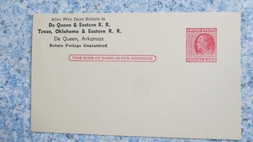 vtg De Queen & Eastern Railroad Arkansas Freight Received  Card 1950's 5.5x3.25"