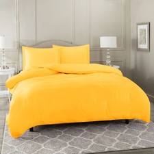 Duvet Cover Set Soft Brushed Comforter Cover W/Pillow Sham, Yellow - Full