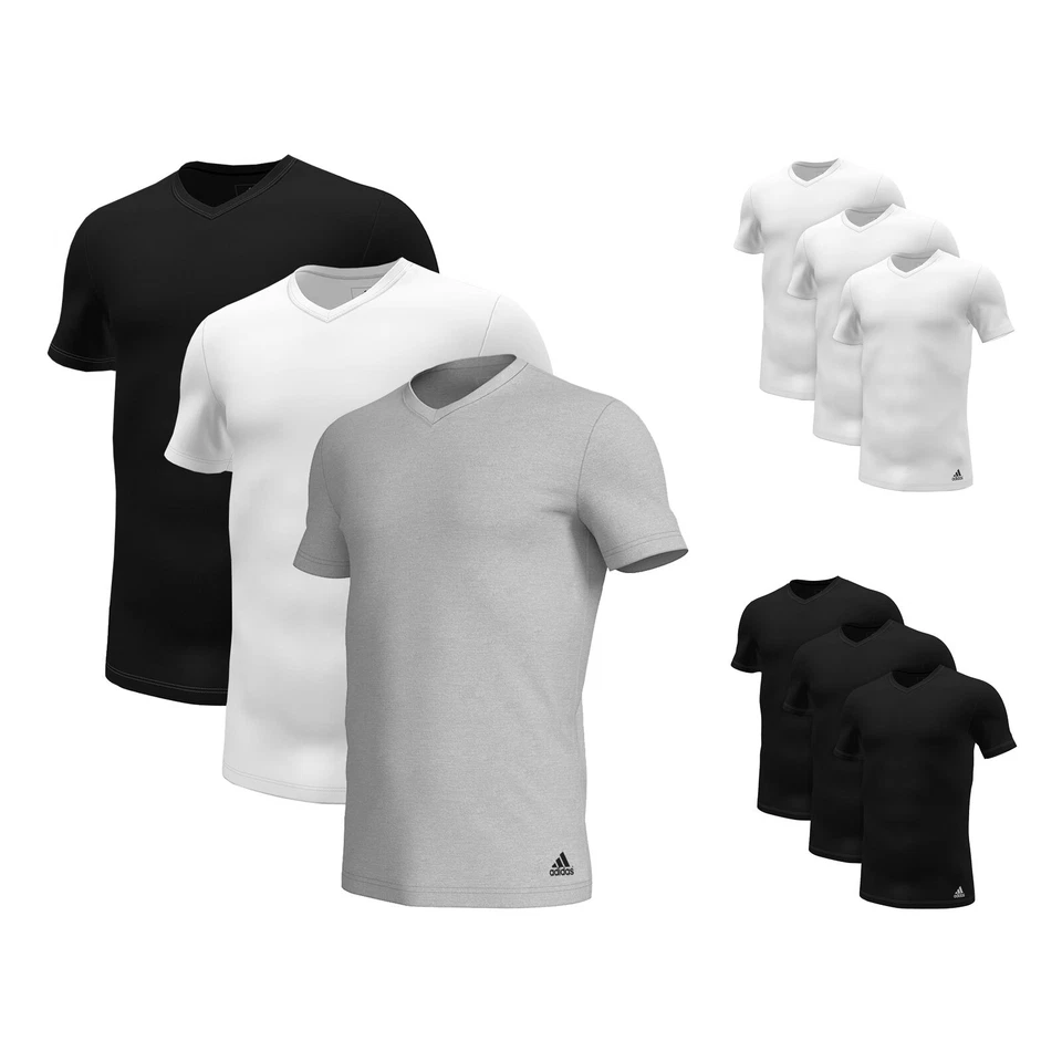 3er Pack Adidas Herren Shirt Unterziehshirt V-Neck T-Shirt Active Core Cotton