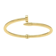 14k Yellow Gold  Hardware Nail Head Bypass Hinged Bangle Bracelet 8 Grams