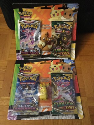 Set of 2 Pokémon TCG: Back To School Eraser Blister Pikachu & Eevee 4 Boosters