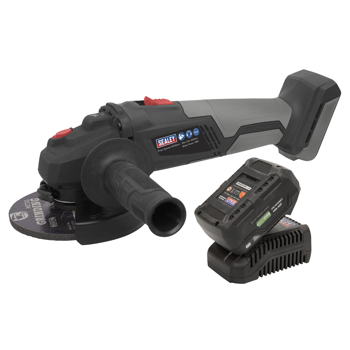 Sealey CP20VAGXKIT1 Brushless Angle Grinder Kit �115mm 20V 4Ah