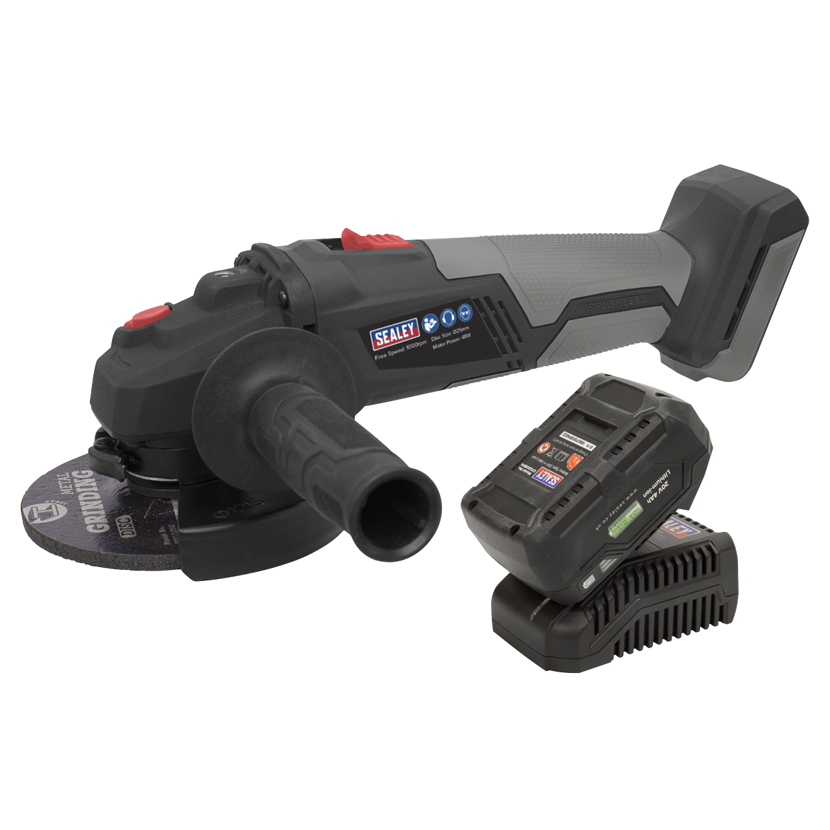 Sealey CP20VAGXKIT1 Brushless Angle Grinder Kit �115mm 20V 4Ah