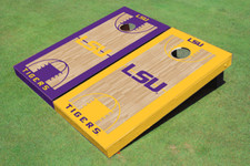 Louisiana State University Alternating Basketball Court Custom Cornhole Board