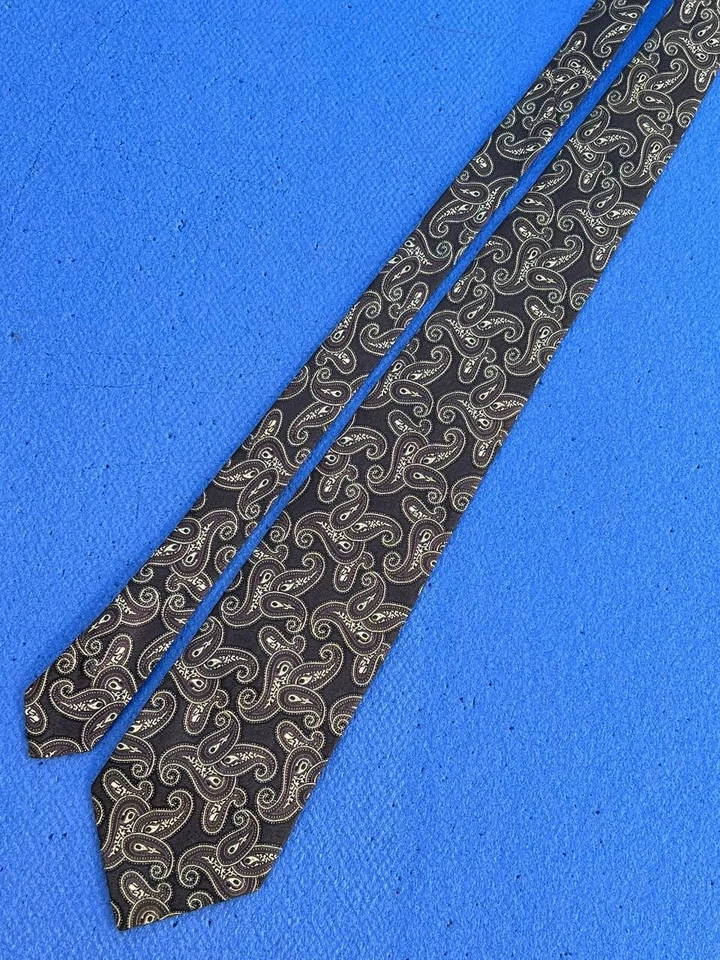 Corbata Ralph Lauren auténtica diseño cachemir gris oscuro 100 % seda Foto 4 de 4