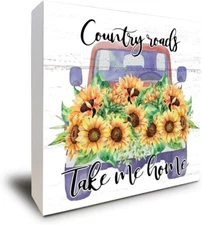 Box Wooden Sign - Home Office Shelf Wall Decoration 5x5 inch Wood Sign