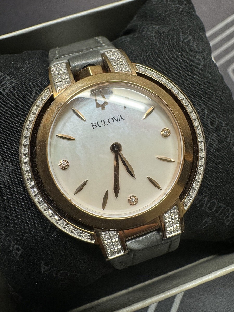 Bulova Rubaiyat Bulova White Leather Strap Ladies Watch Bulova