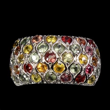 925 Sterling Silver Ring Round Sapphire Natural Gemstone Jewelry Size 8